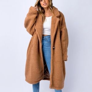 Tan long fuzzy coat